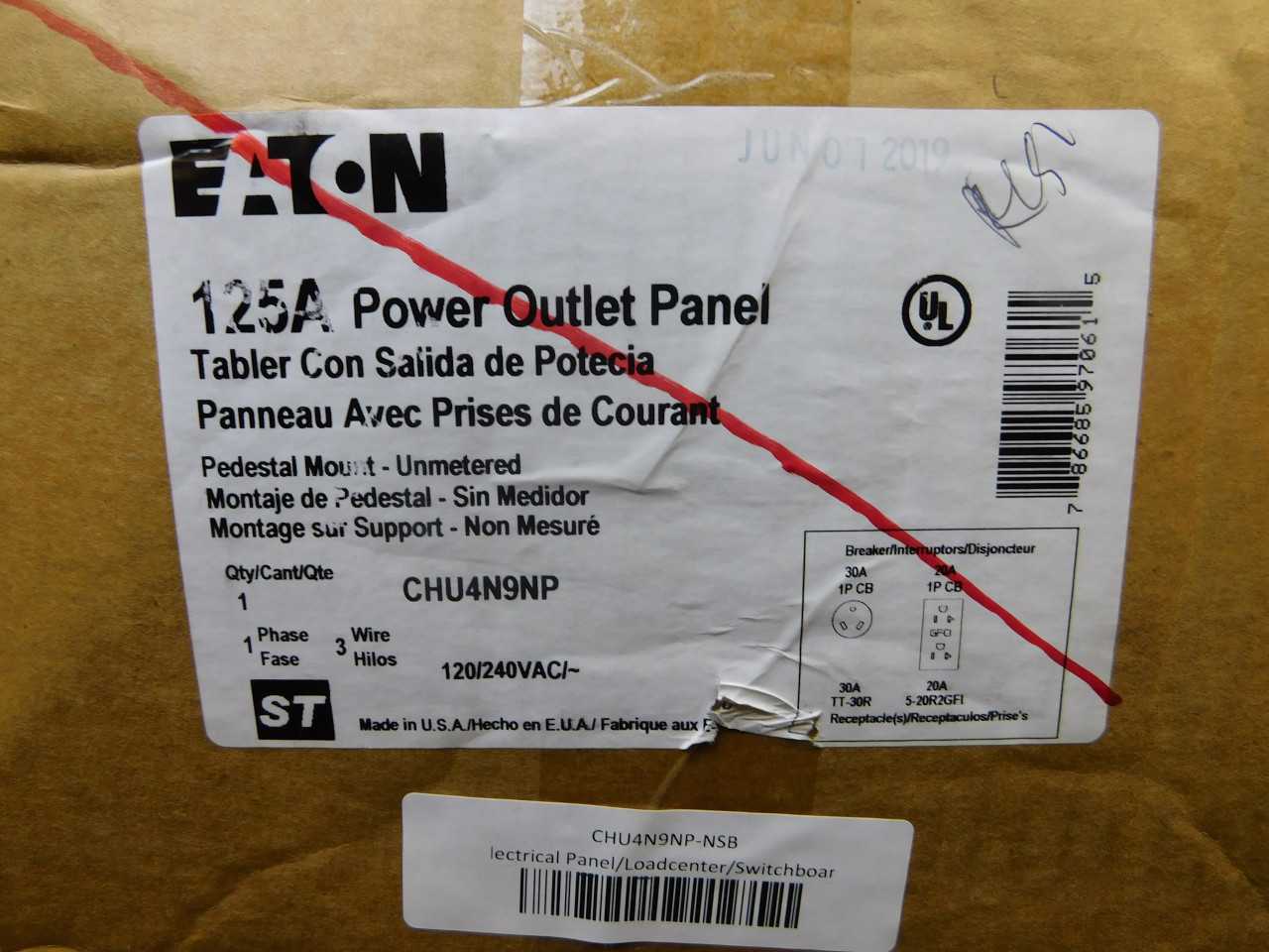 (1) Eaton CHU4N7NP Power Outlet Panel 125A & (1) Eaton CHU4N9NP Power Outlet Panel 125A - ELECTRICAL COMPONENTS