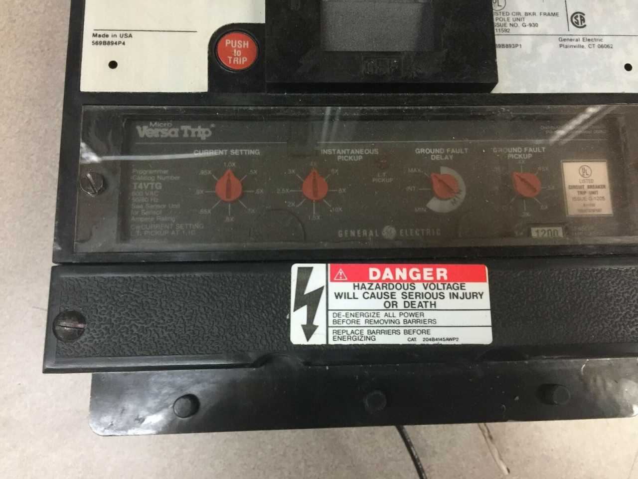 USED GE 1200 AMP 600VAC 3 P0LE BREAKER TK4V4612 - CIRCUIT BREAKERS