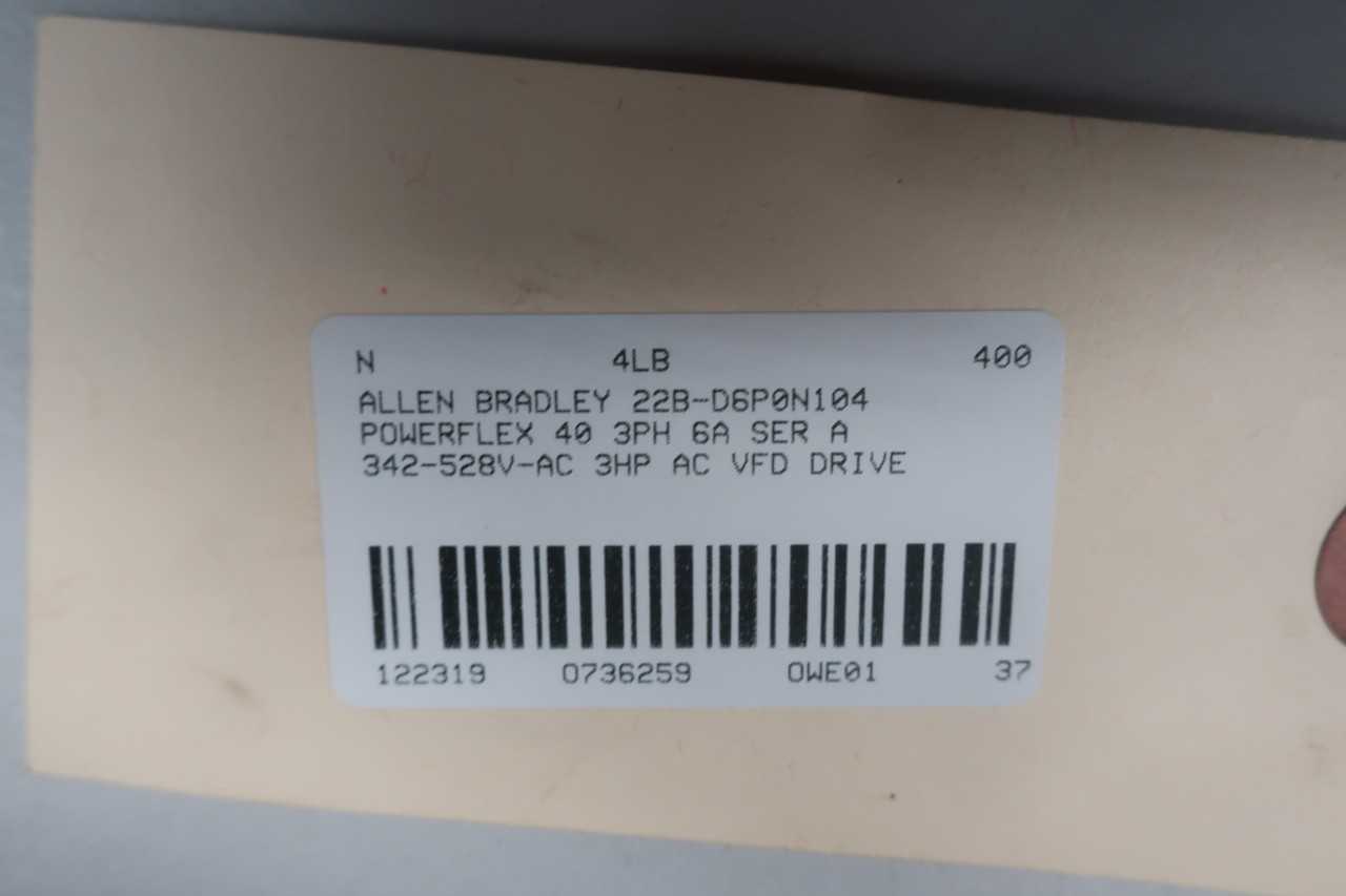 Allen Bradley 22B-D6P0N104 Powerflex 40 Ac Drive 3ph 480v-ac 3hp - MOTOR DRIVES