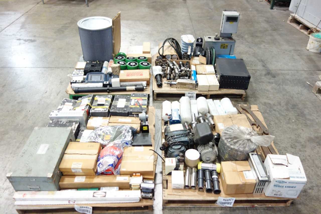 4 PALLETS OF ASSORTED MISCELLANEOUS INDUSTRIAL SURPLUS - ELECTRICAL COMPONENTS