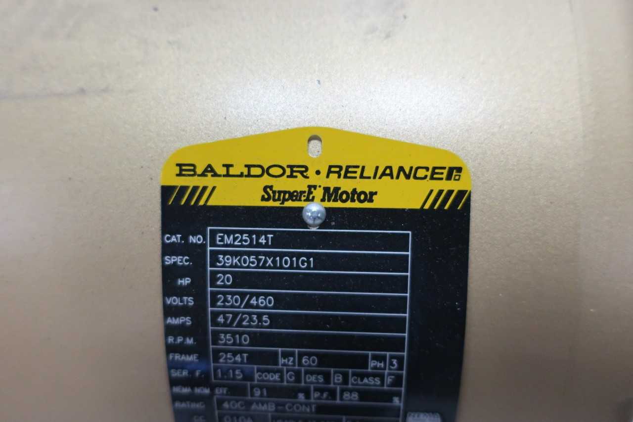 BALDOR EM2514T AC MOTOR 254T 3PH 20HP 3510RPM 230/460V-AC - ELECTRIC MOTORS
