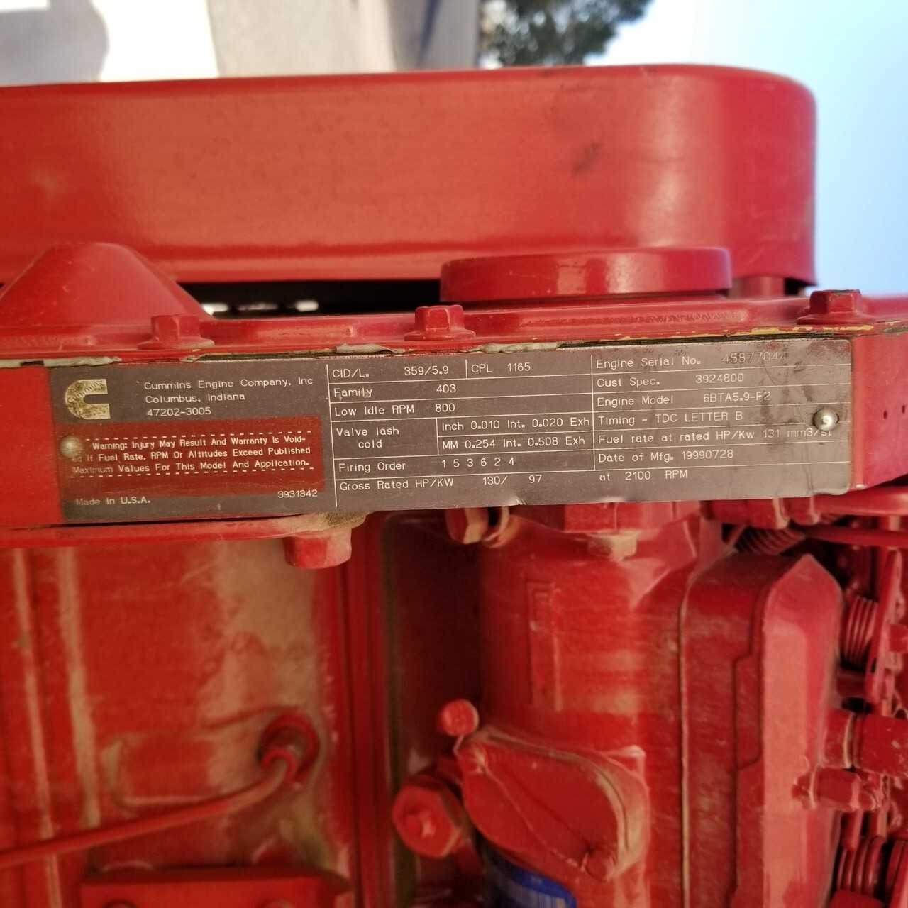 1999 Cummins 6bta5.9-f2 Generator w/ ITT Industries Centrifugal Fire Pump - MISCELLANEOUS