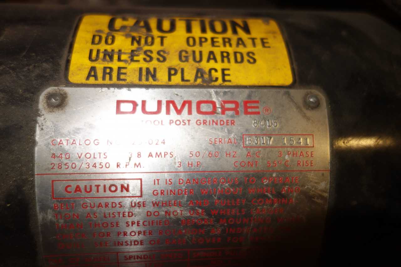 DUMORE TOOL POST GRINDER, MODEL 8317 - GRINDING MACHINES