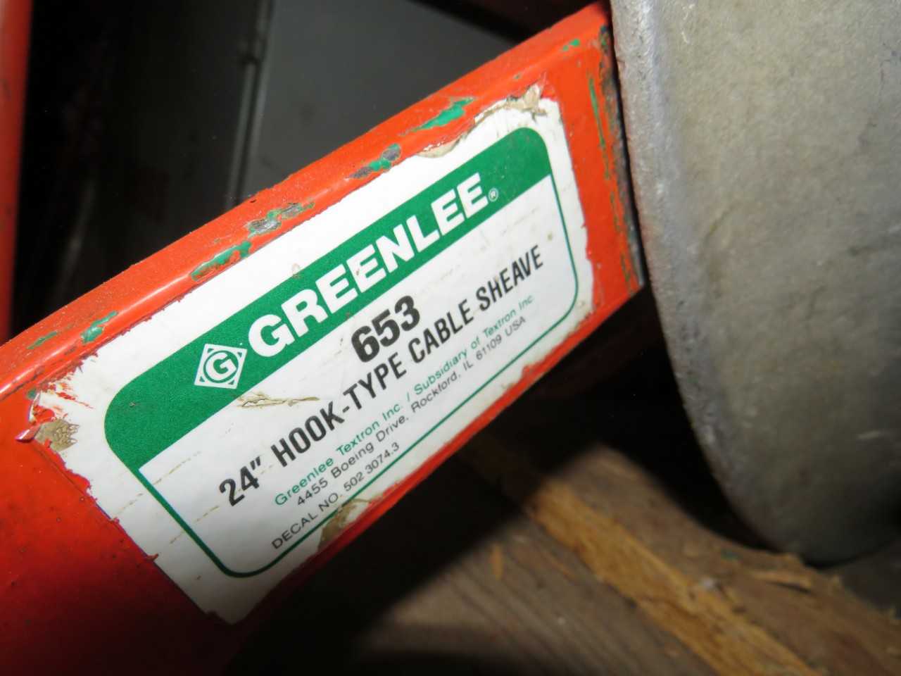 GREENLEE 24" HOOK TYPE CABLE SHEAVE - ELECTRIC POWER TOOLS