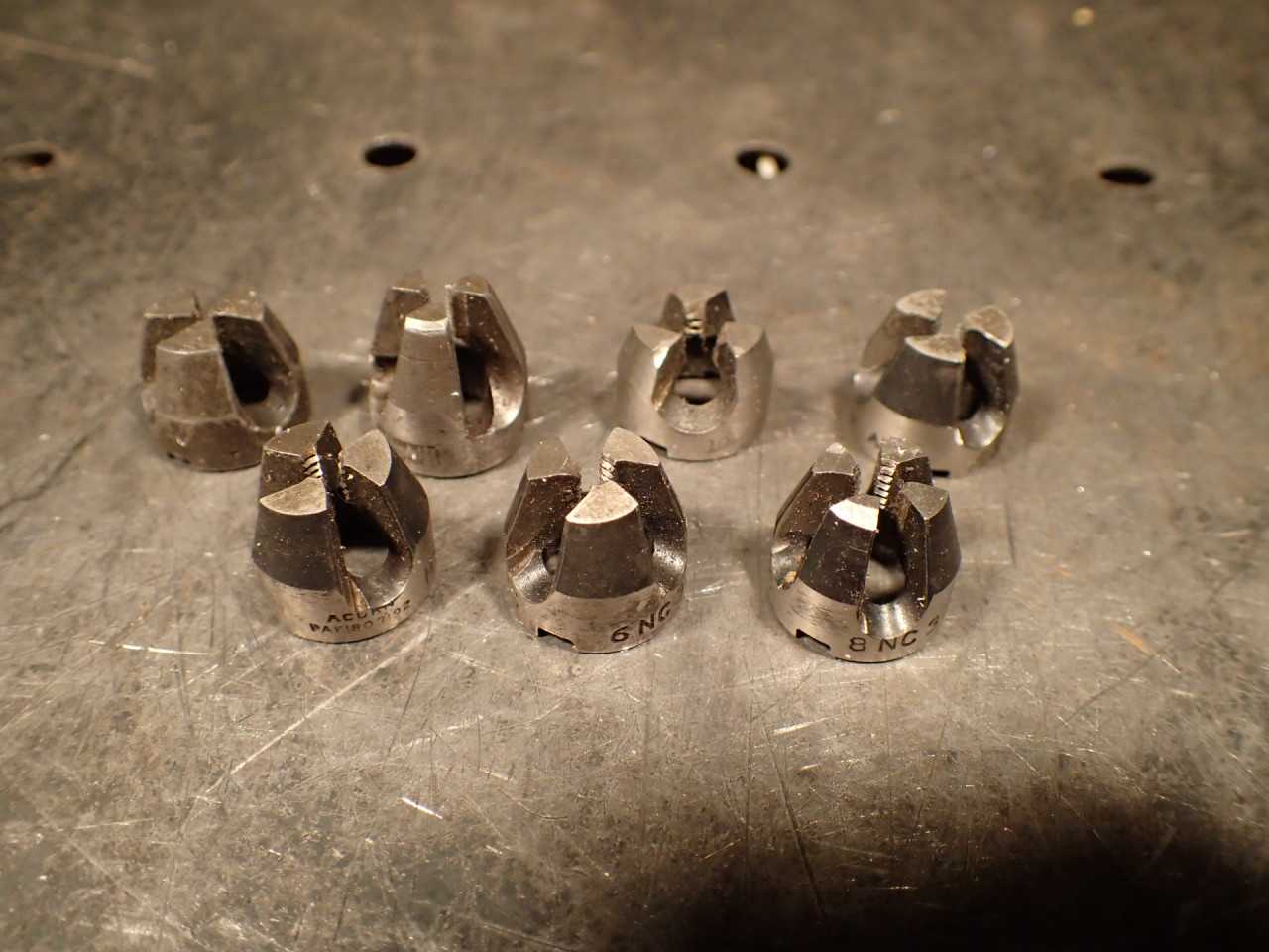 7 Pc Lot Acorn #1 Round Button Thread Dies: 1-72 3NC48 5NC40 6NC32 8NC32 10NS30 - MACHINING ACCESSORIES & TOOLING