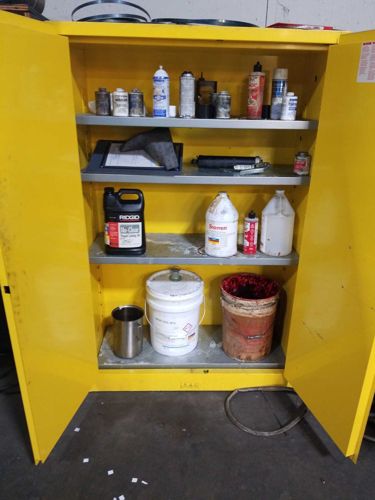 JUSTRITE FLAMABLE CABINET WITH CONTENTS - MISCELLANEOUS