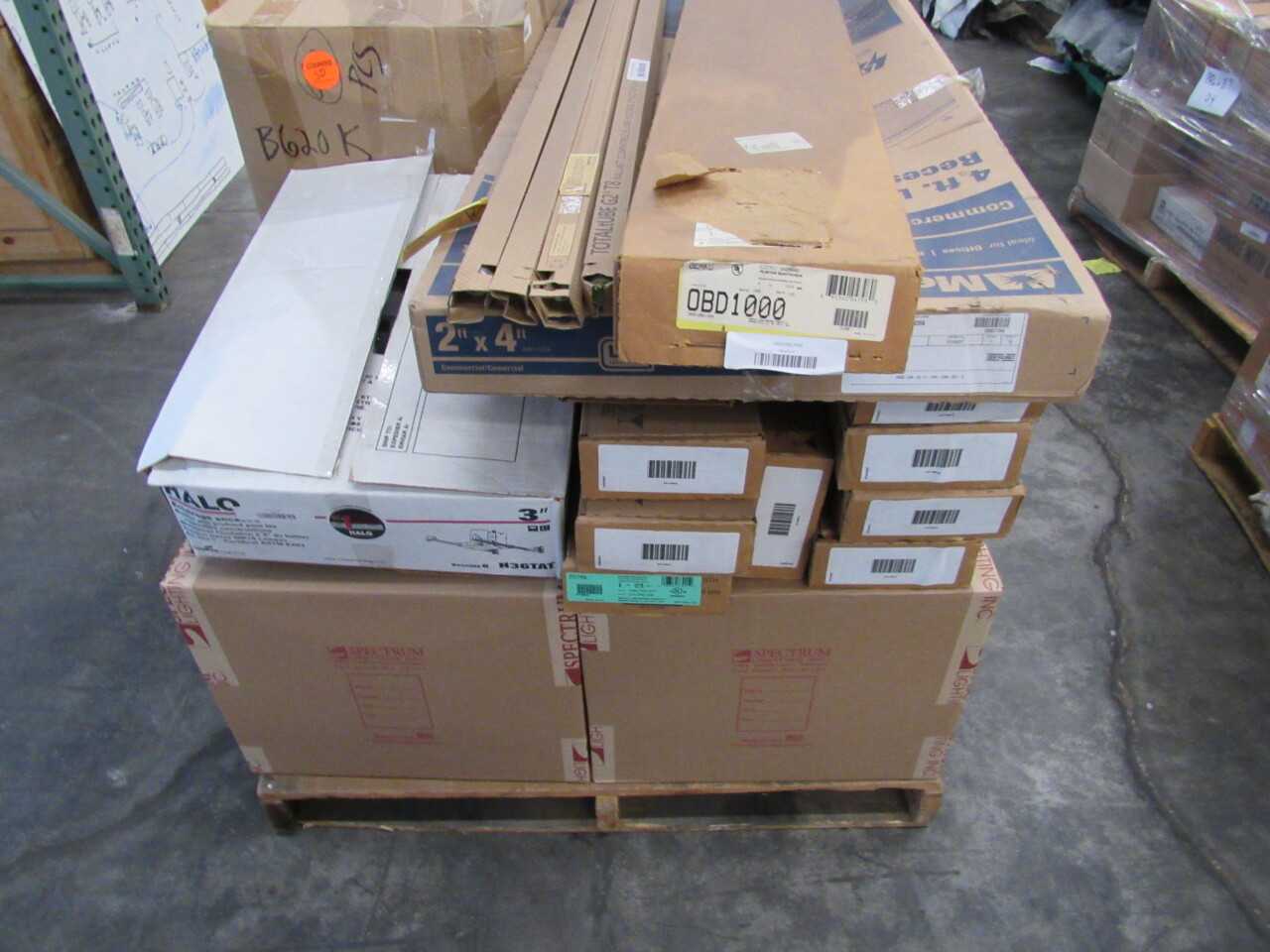 Pallet of 123x Assorted Lights, LEDs, Heaters & Cable/Wire/Cord/Outlets - LIGHTING