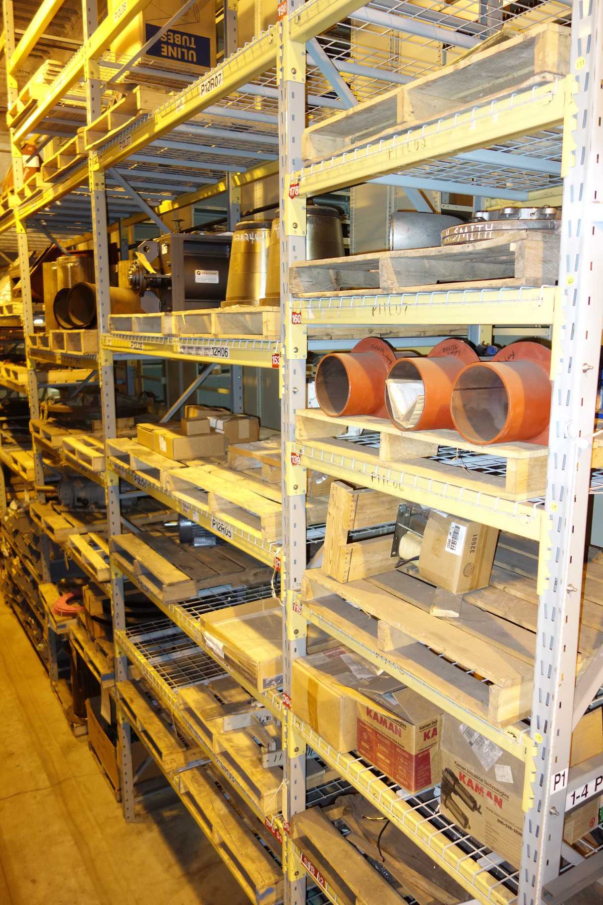 CONTENTS OF 3 UPRIGHT RACKING SECTIONS, VALVES - INDUSTRIAL PARTS