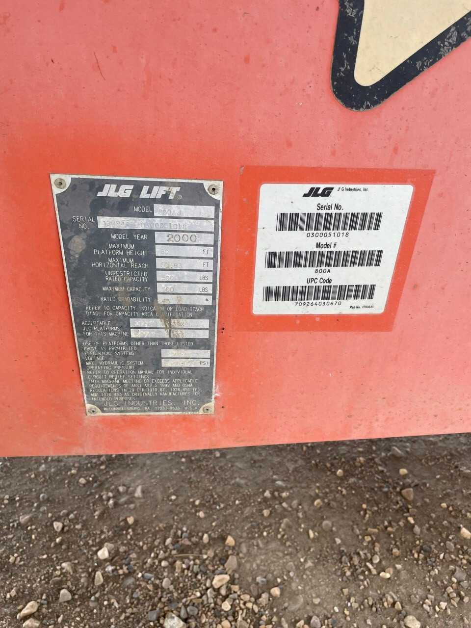 2000 JLG Lift 800AJ Articulating Boom Lift - FORKLIFTS