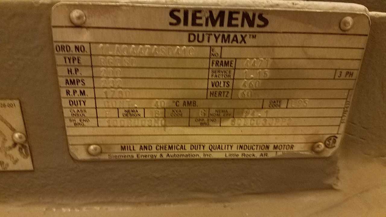 LOT OF 2 SIEMENS 1LA04454SD41C DUTYMAX 200HP 447T 460V-AC 1780 ELECTRIC MOTOR - ELECTRIC MOTORS