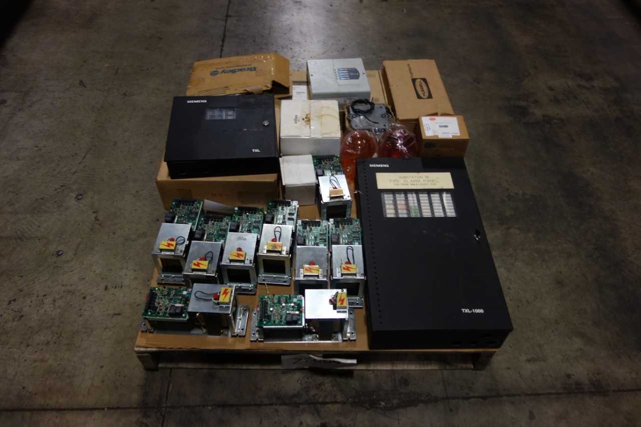 1 PALLET OF ASSORTED FIRE ALARMS, FIRE ALARM PANELS, DRENCH SHOWER ASSEMBLY, LIGHTING KITS - SAFETY EQUIPMENT
